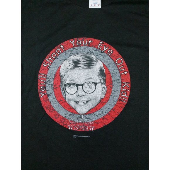 Vintage Deadstock Christmas Story Tee Shirt Ralphie Black Men's Medium Shoot Eye - Picture 5 of 7
